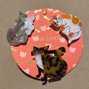 Pink Linen Cat Hair clip (set of 3) NIB, NWT